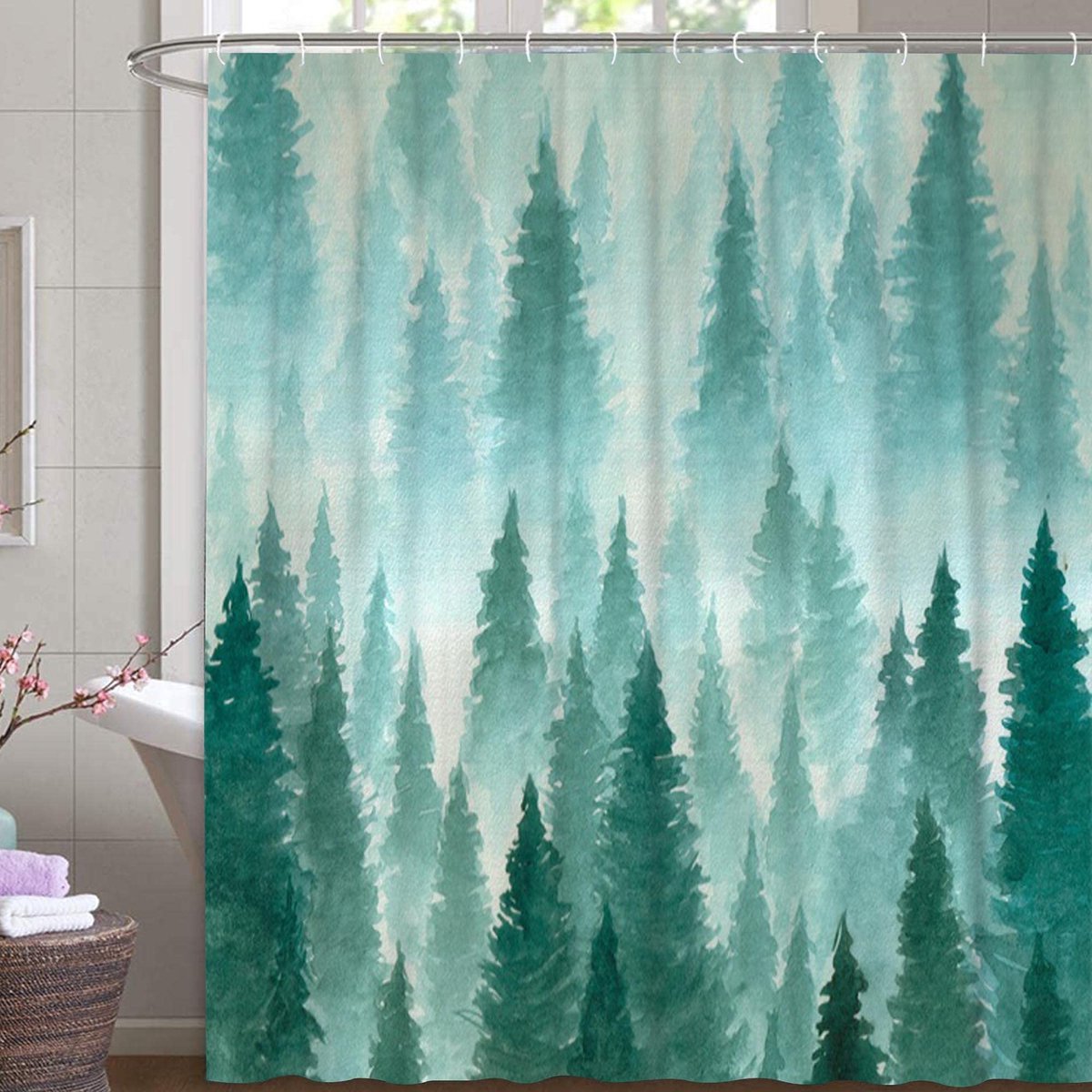 Omgoods - Douchegordijn 180x200 cm Waterdicht en Schimmelwerend met 12 Ringen