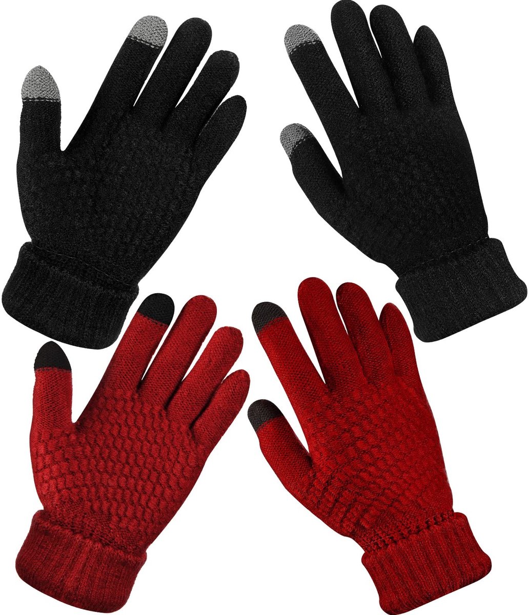 Omgoods - Vrouwen Winter Touchscreen Handschoenen - Fleece Gevoerde Gebreide Mutsen