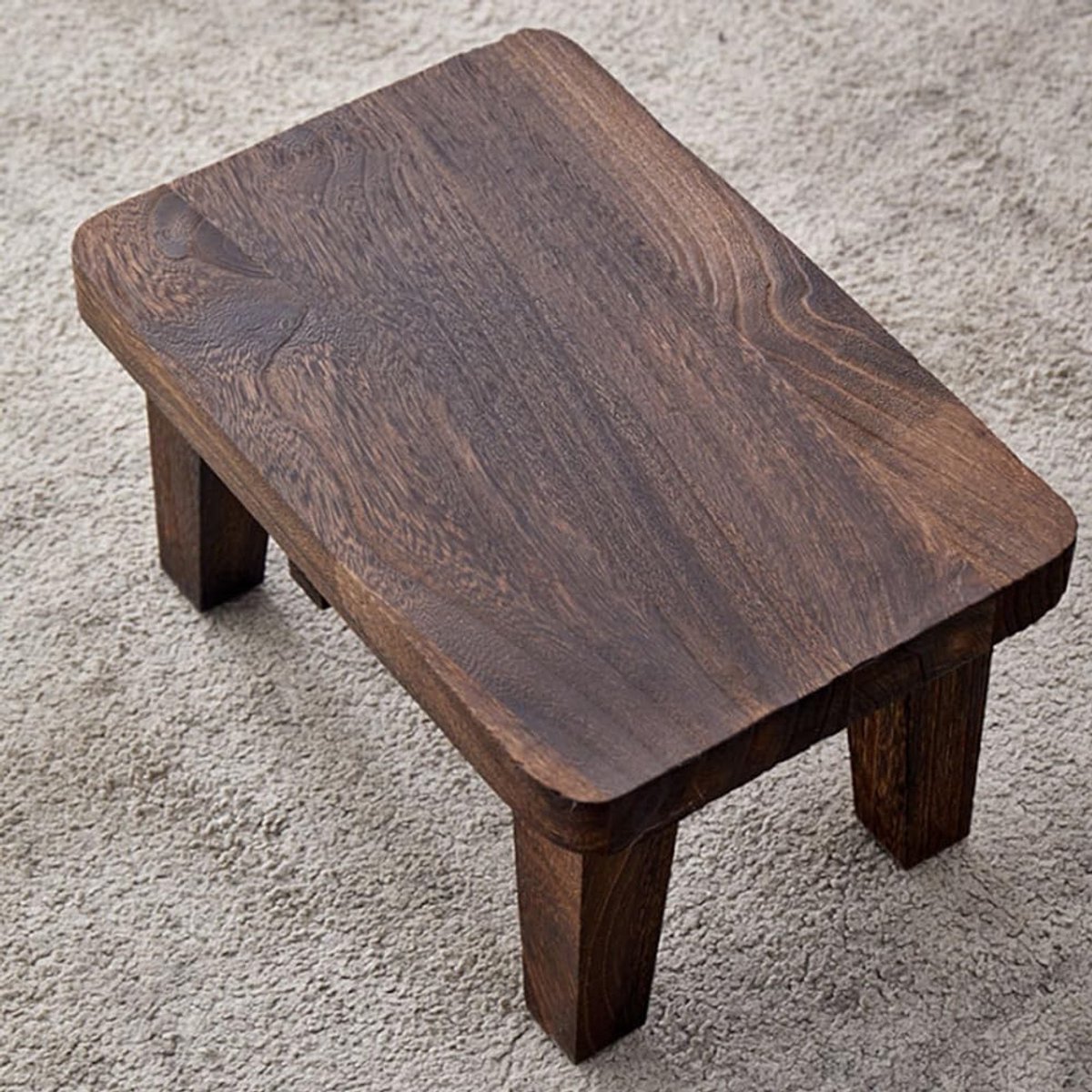 Omgoods - Houten Voetenbank - Koffietafel Kruk - Portabel Laag Meubel, K-Vorm