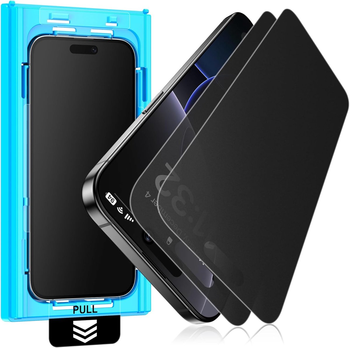 2 stuks matte privacyschermbeschermer voor iPhone 14 Pro Max, anti-spion anti-verblinding volledige dekking gehard glas film anti-vingerafdruk, met eenvoudig installatietool, 6,7 inch