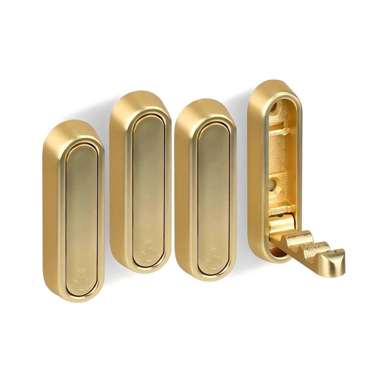Omgoods - Vouwbare Wandhaak Set - Sterke Haak voor Jassen, Sleutels en Handdoeken (Goud, 4 Stuks)