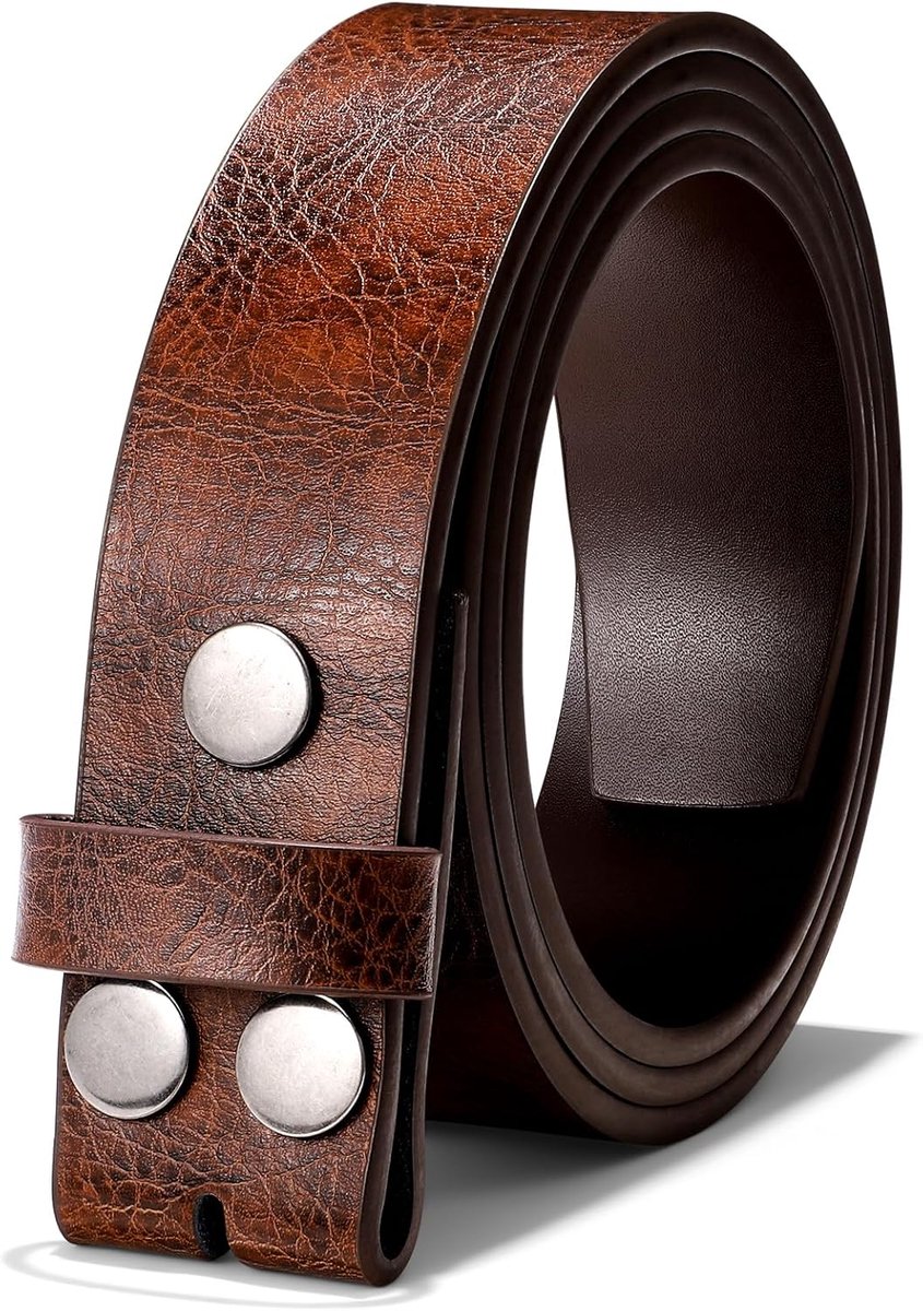 Heren Western lederen riem zonder gesp 3,8 cm vintage vervanging cowboy lederen riem met snap-on gesp