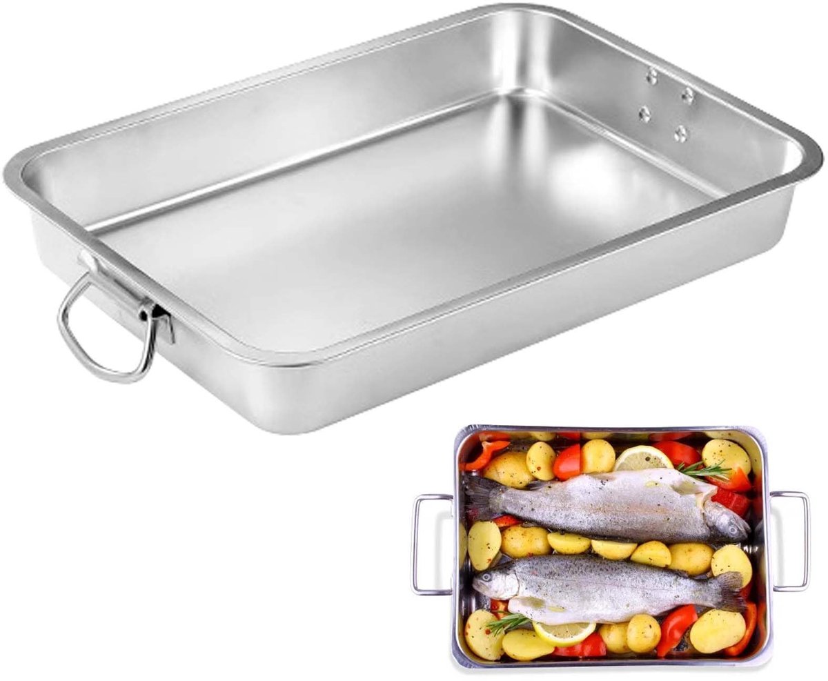 Omgoods - Rvs Bakvorm met Handvatten - Ovenschotel 40 x 30 x 7 cm