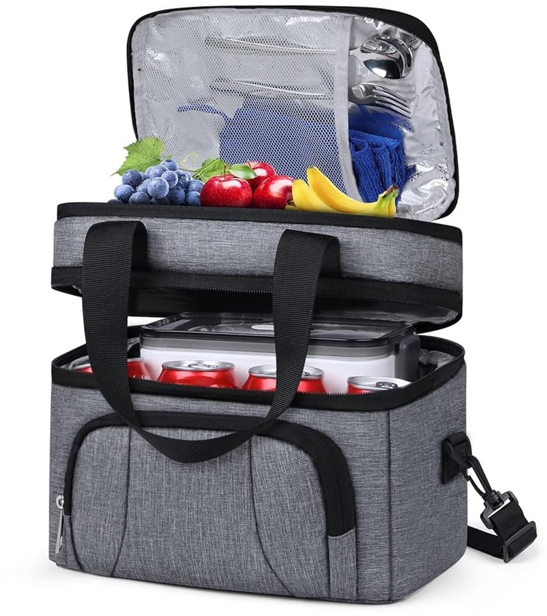 Omgoods - Grote Lunchtas met Dubbele Vakken 12L