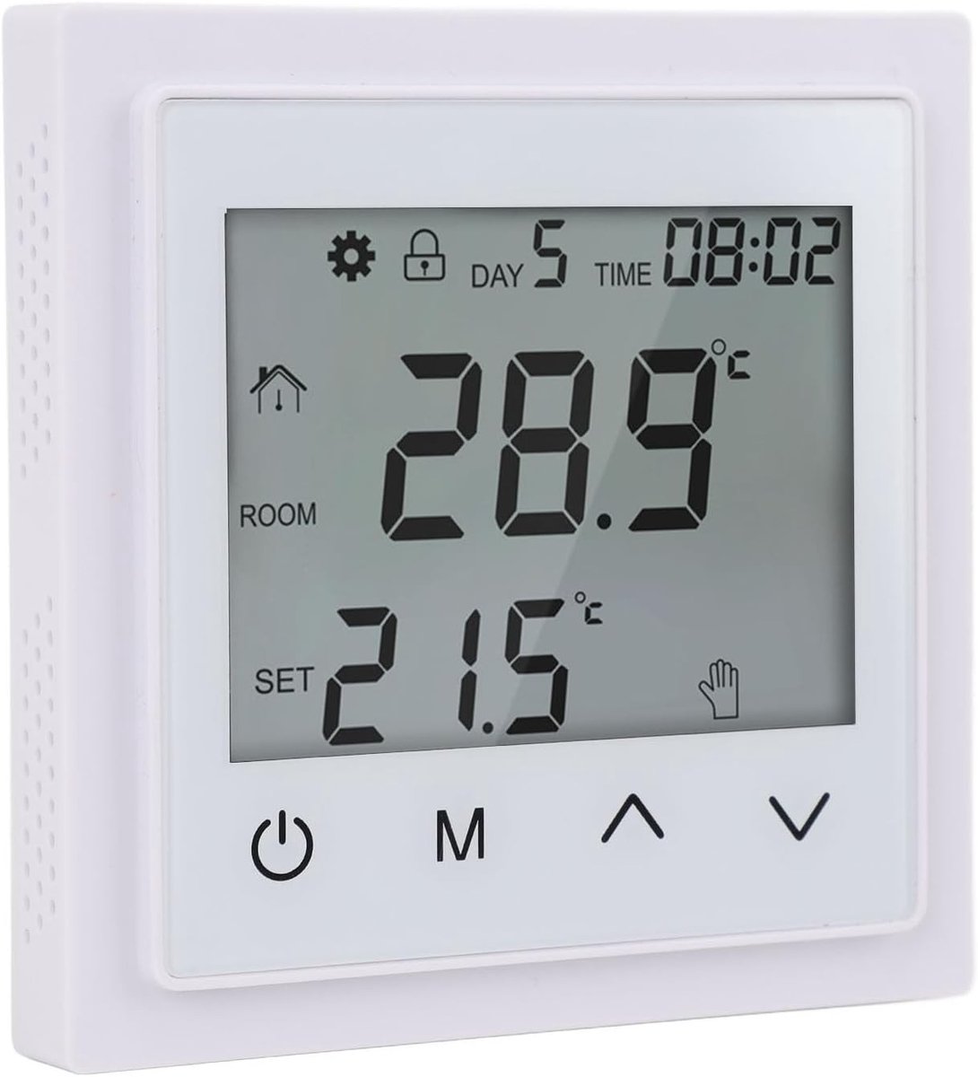 Omgoods- Thermostaat met touchscreen - Digitale thermostaat - Wandmontage - Hoge temperatuurbeveiliging - Voor elektrische vloerverwarming - Intelligente temperatuurregeling - Verwarmingsregelaar