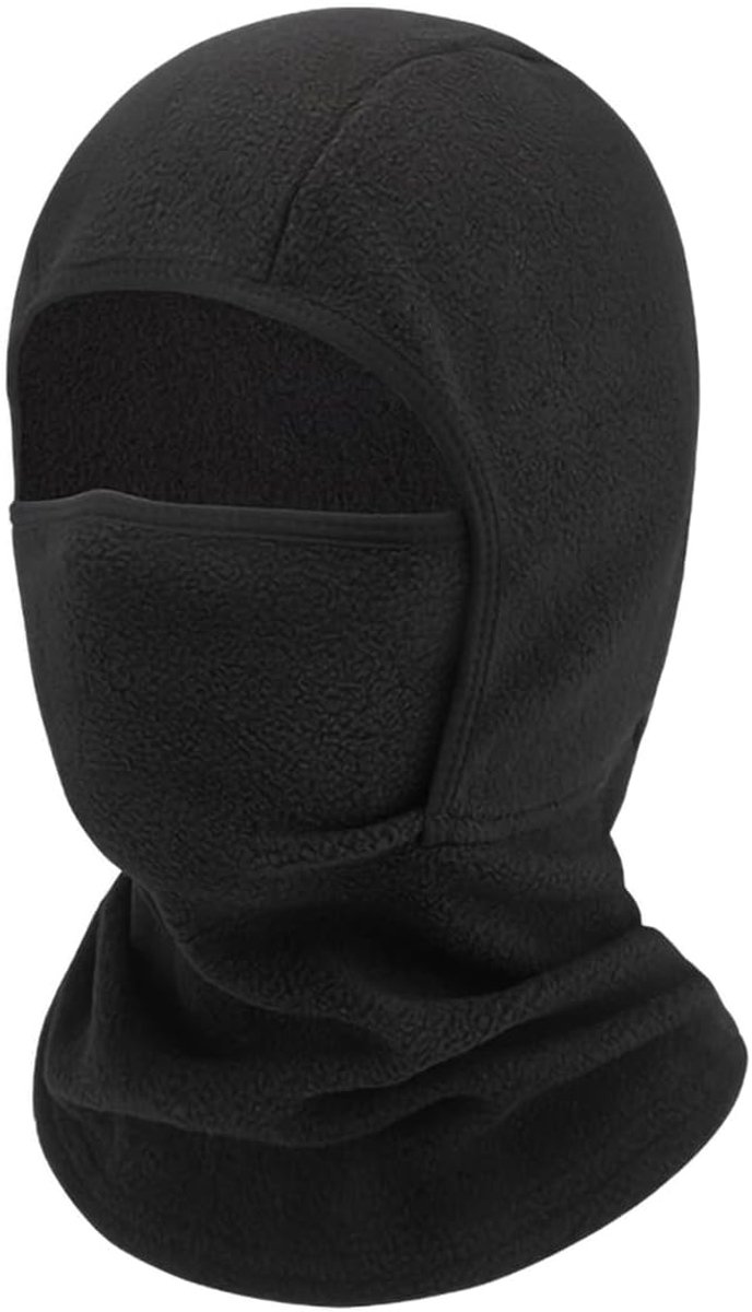 bivakmuts, wintermasker, volgelaatsmasker voor jongens en meisjes, winddicht skimasker voor kinderen, koud weer, fleece helmvoering, zwart, 4-13 jaar