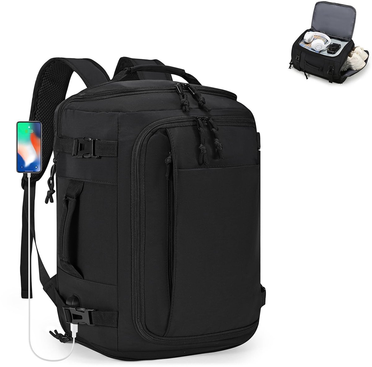 Omgoods - Uitbreidbare Reisrugzak voor Cabin Luggage met USB Oplaadpoort