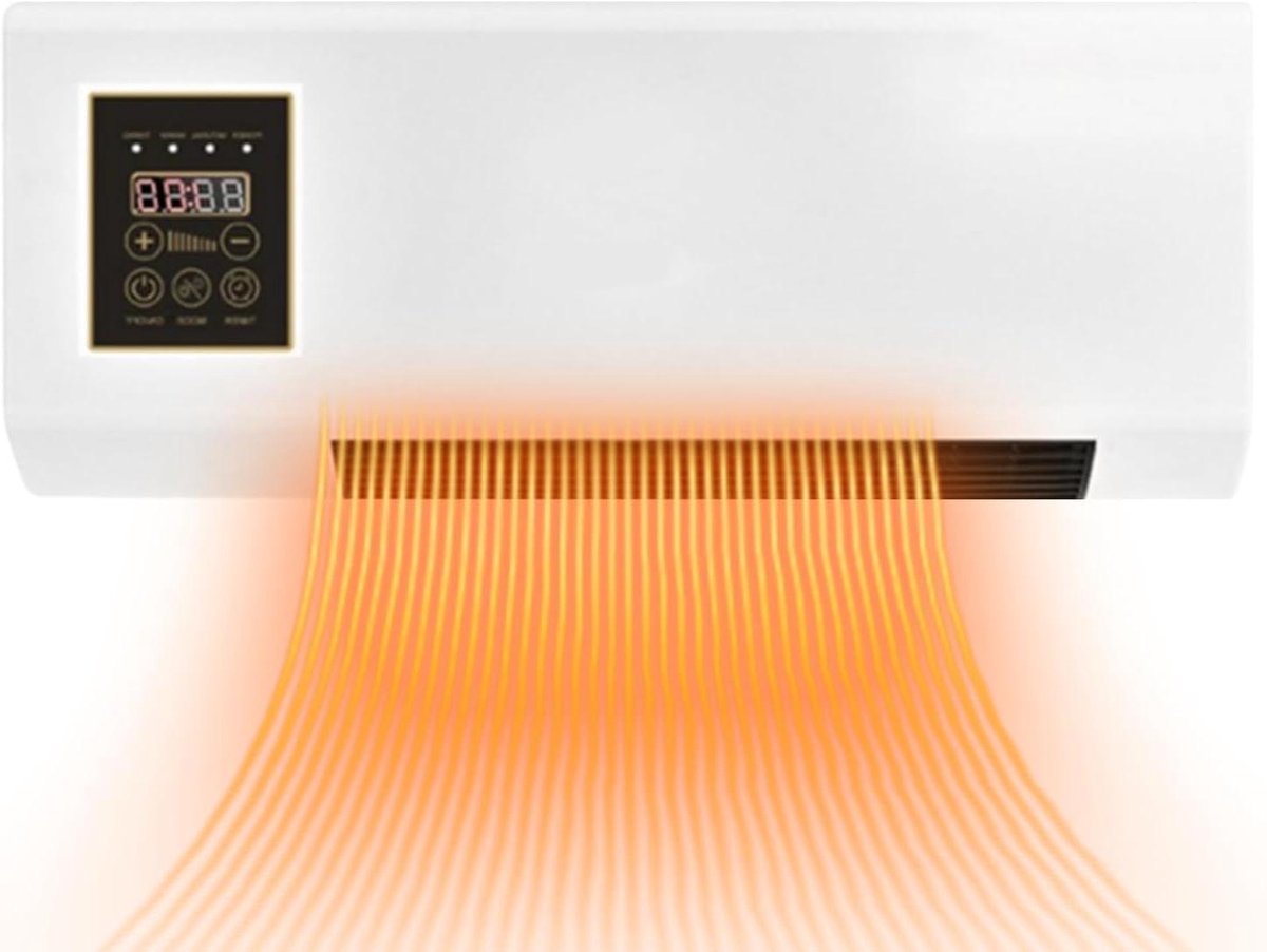 Wandverwarming - Elektrische kachel - Ruimte verwarmen - Ruimtebesparend ontwerp - 26.1 x 18.1 x 26.1 cm - Wit