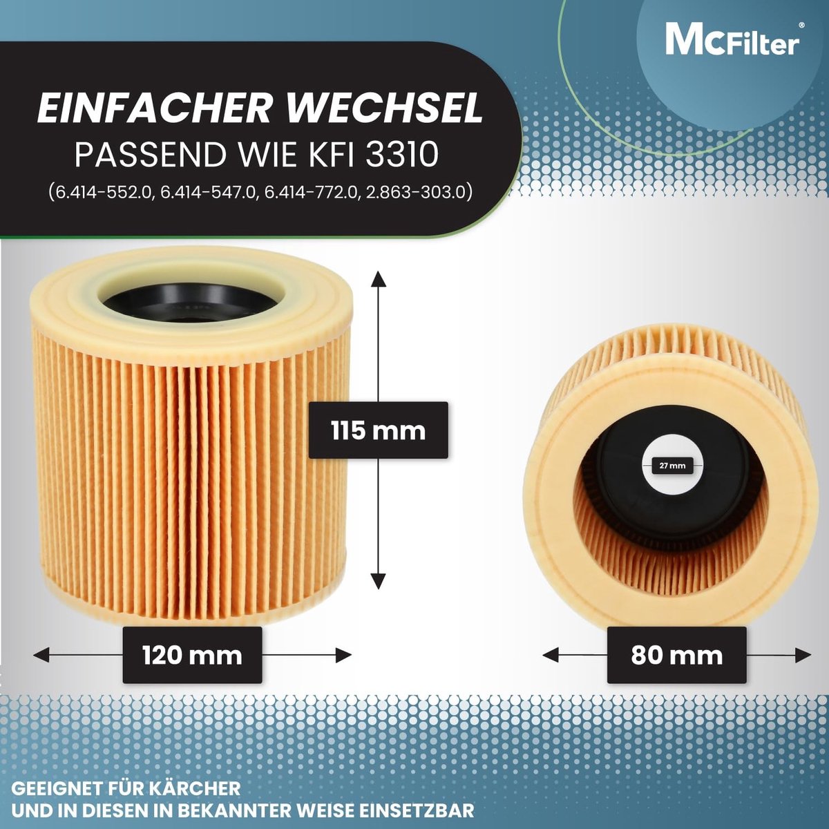 Omgoods - 10 Stofzuigerzakken + 1 Filter voor Kärcher 357 WD 2 Plus WD 3 Series