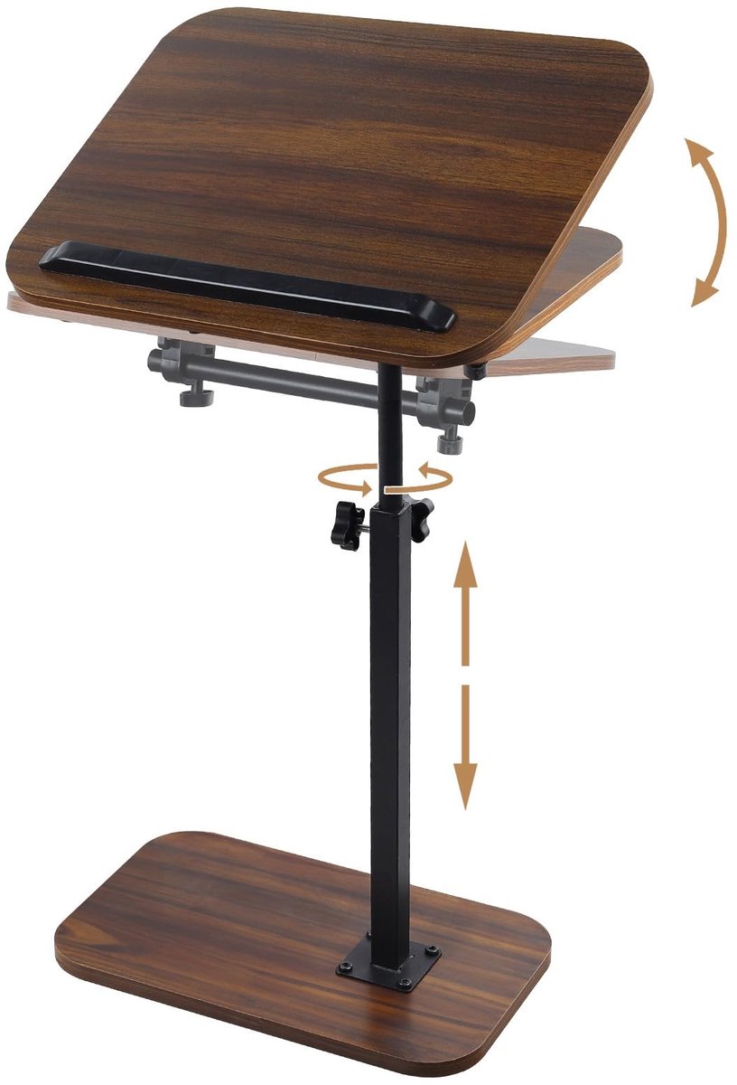 Omgoods - Verstelbare C-Vormige Bijzettafel - 360° Rotatie en 180° Flip