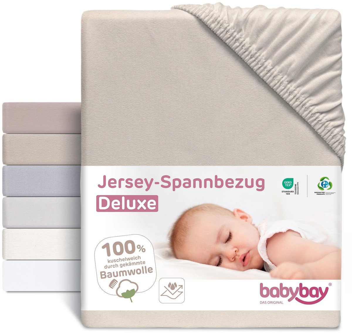 Omgoods - Jersey Fitted Sheet Deluxe 89 x 65 cm - Beige, Voor Modellen
