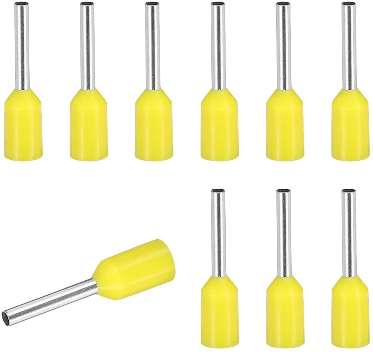 200 stuks krimpklemmen draad VE0508-24AWG krimpklemmen van koper met isolatie voor kabeluiteinden voor elektrische projecten, industrie, chemische industrie, geel