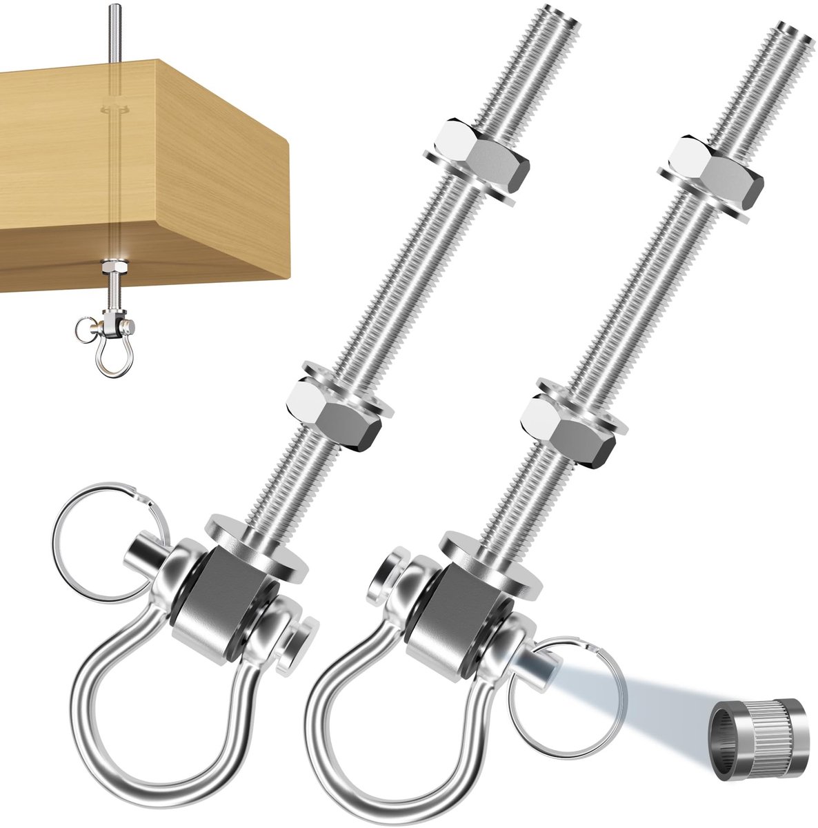Omgoods - Schaukelhaken M10×180 mm - Rvs Swing Bevestiging voor Hangmat en Schommel