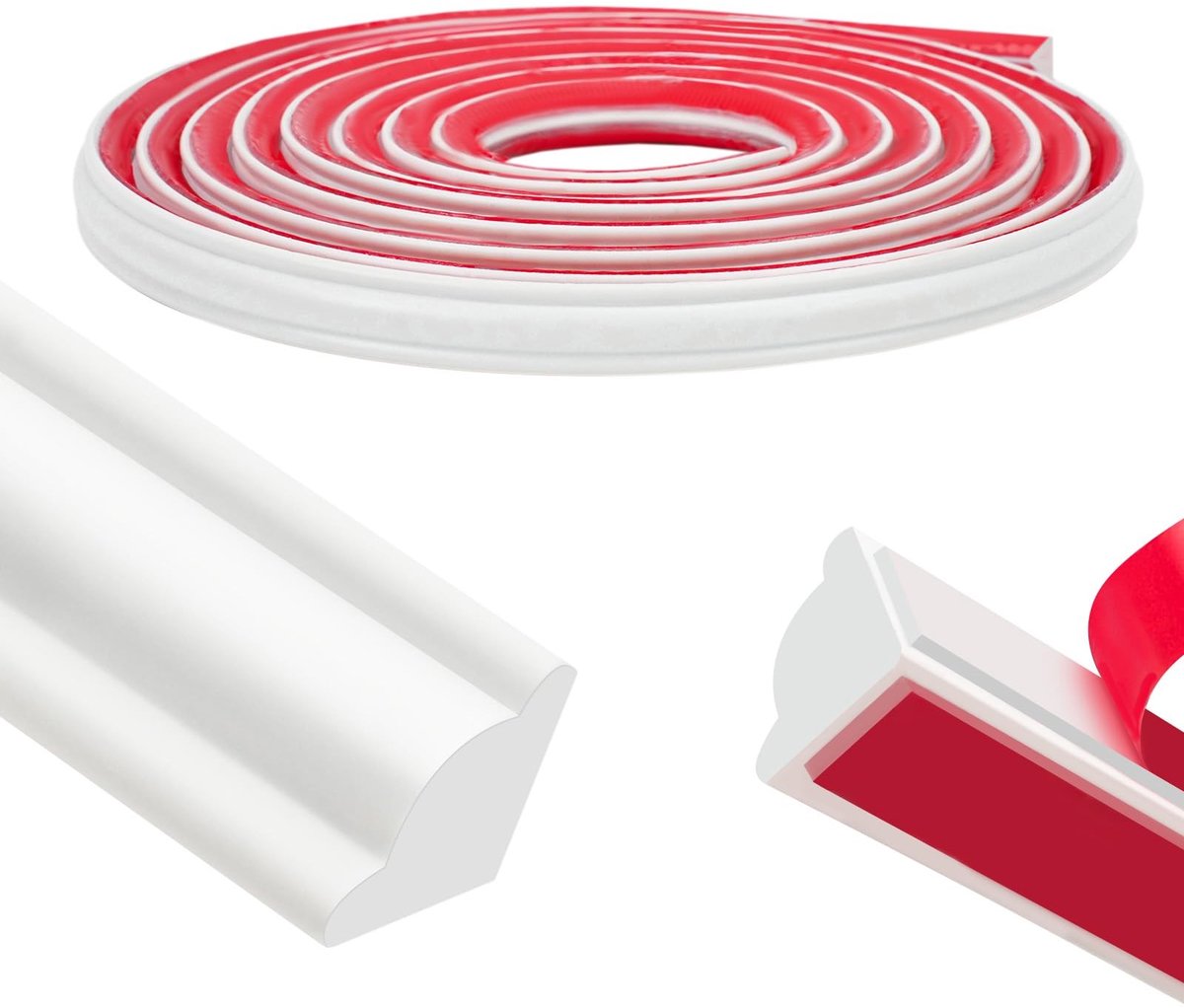 Omgoods - Zelfklevende Wandstrip 5 m Hoekprofiel PVC en Polystyreen - Schilderbaar en DIY