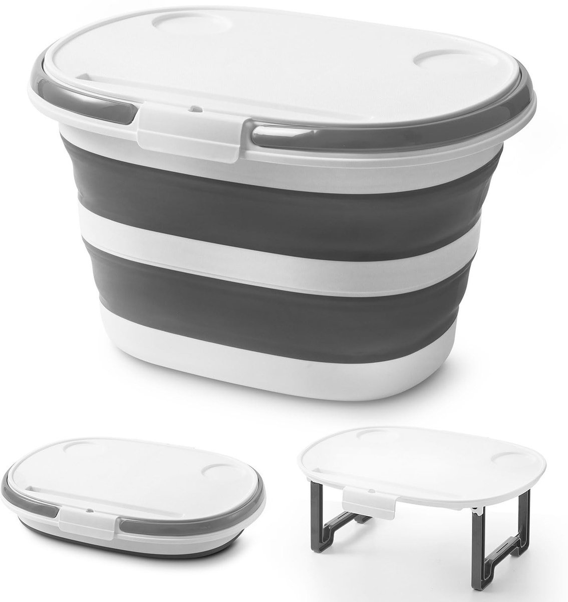 Omgoods- Opvouwbare Emmer 16L - Multifunctioneel Deksel - Ruimtebesparend - Siliconen - 4-in-1 - Innovatieve Ontwerp