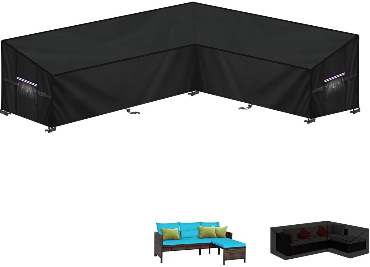 Omgoods - Waterdichte Hoes voor L-vormige Tuinmeubelen 220 x 150 x 80/60 cm