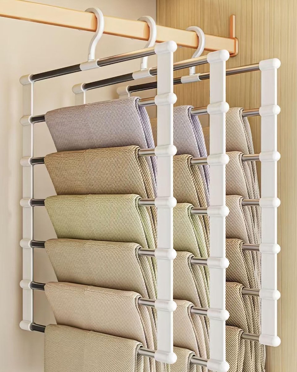 Omgoods - Ruimtebesparende Broekhanger - 7 Niveaus - Set van 3 Stuks