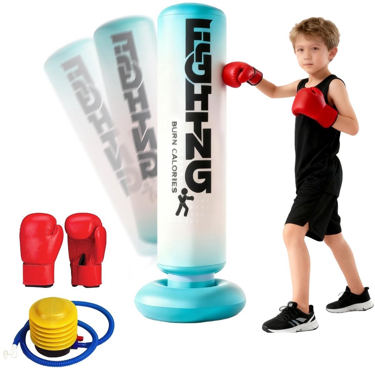 Omgoods - Staande Bokszak 180cm - Vrijstaande Bokszak met Glove en Pomp