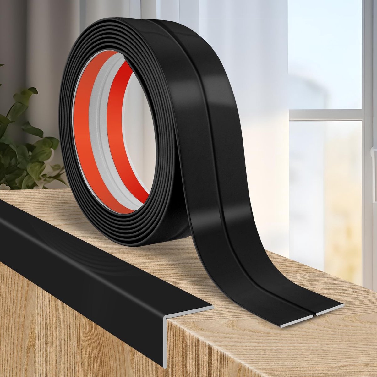Omgoods - Zelfklevende Wandlijst voor Hoeken en Randen 2 cm x 12 m in Zwart