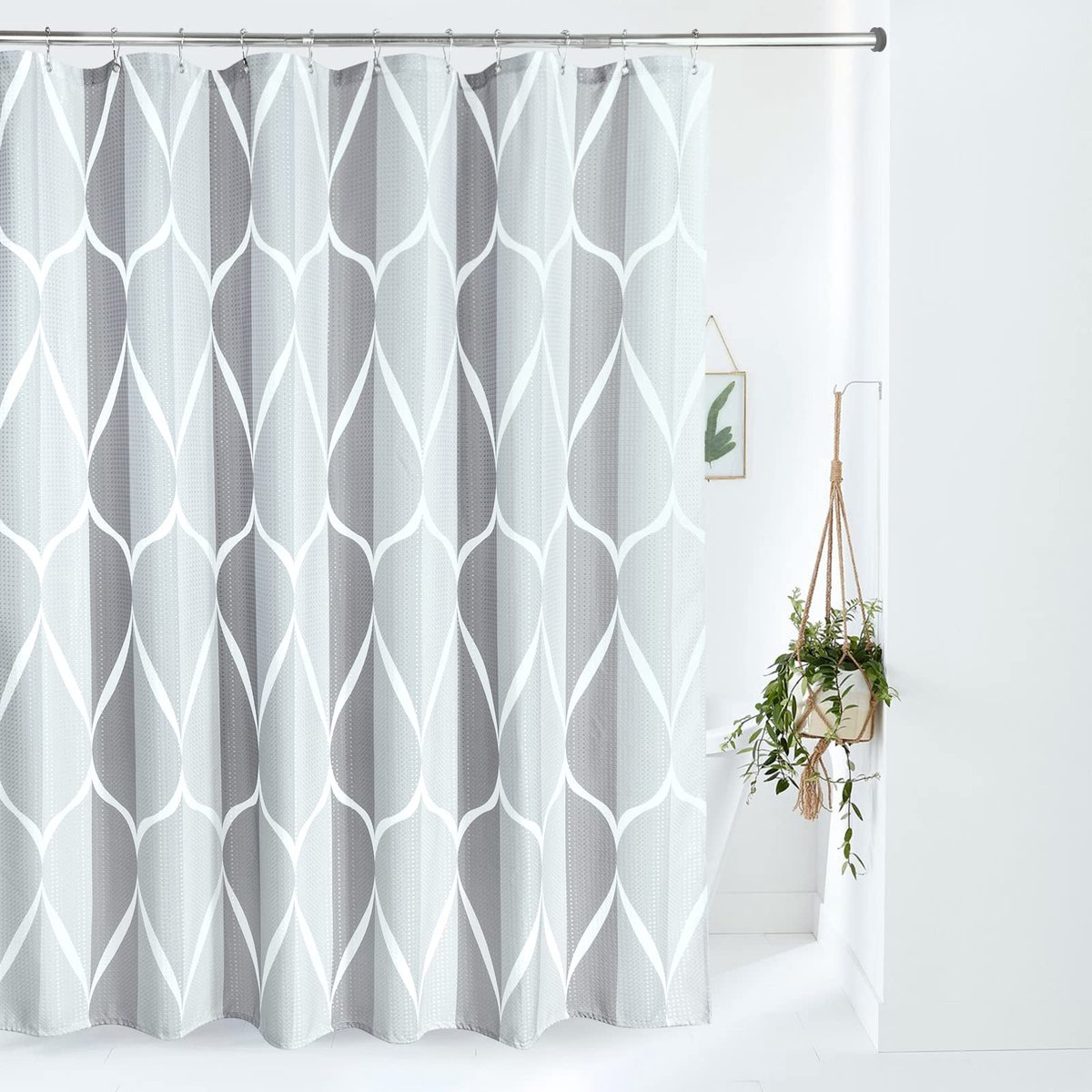 Omgoods - Waterdichte Geometrische Douchegordijn met Metalen Ringen - 182 x 182 cm