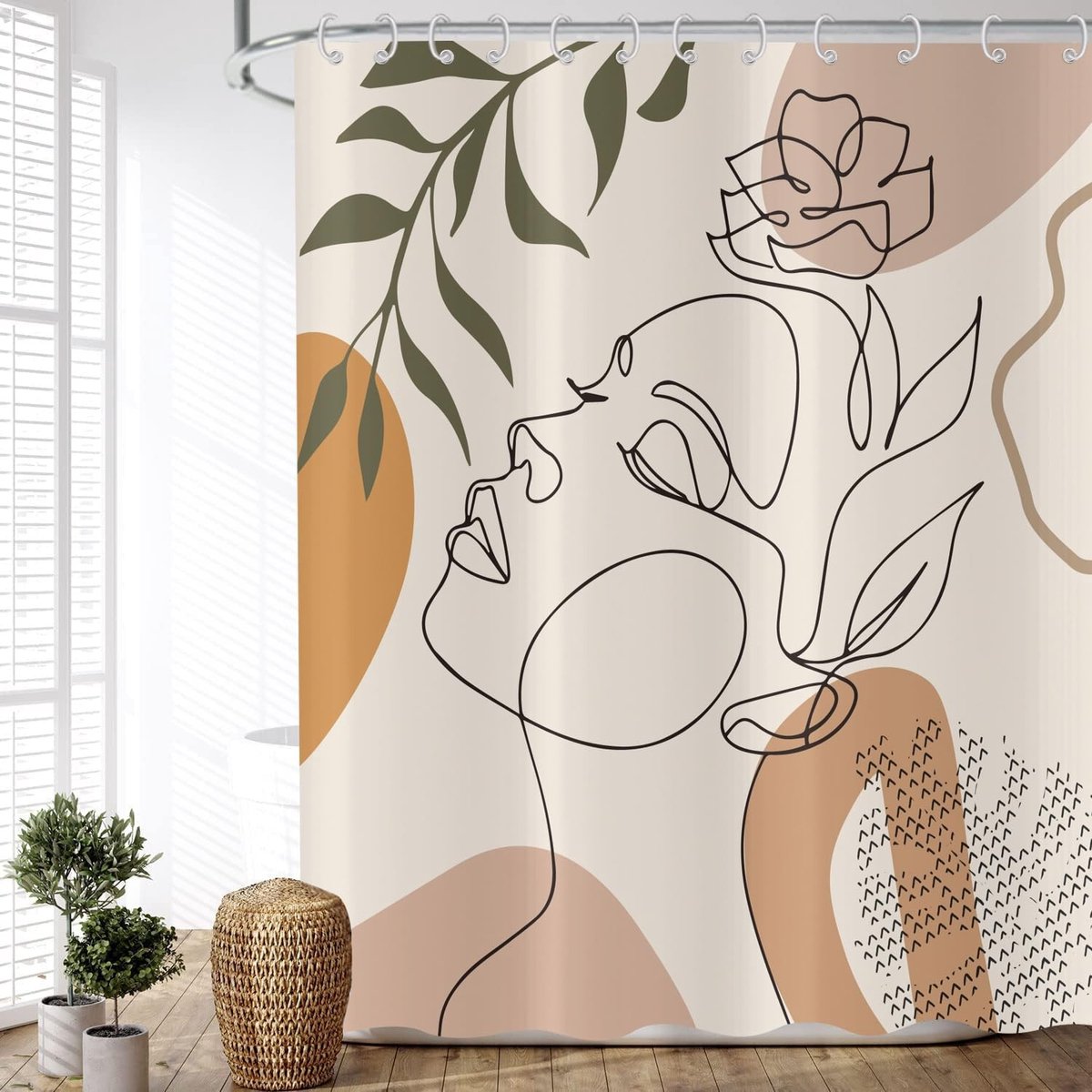 Omgoods - Boho Abstract Douchegordijn 150 x 180 cm met Bloemen