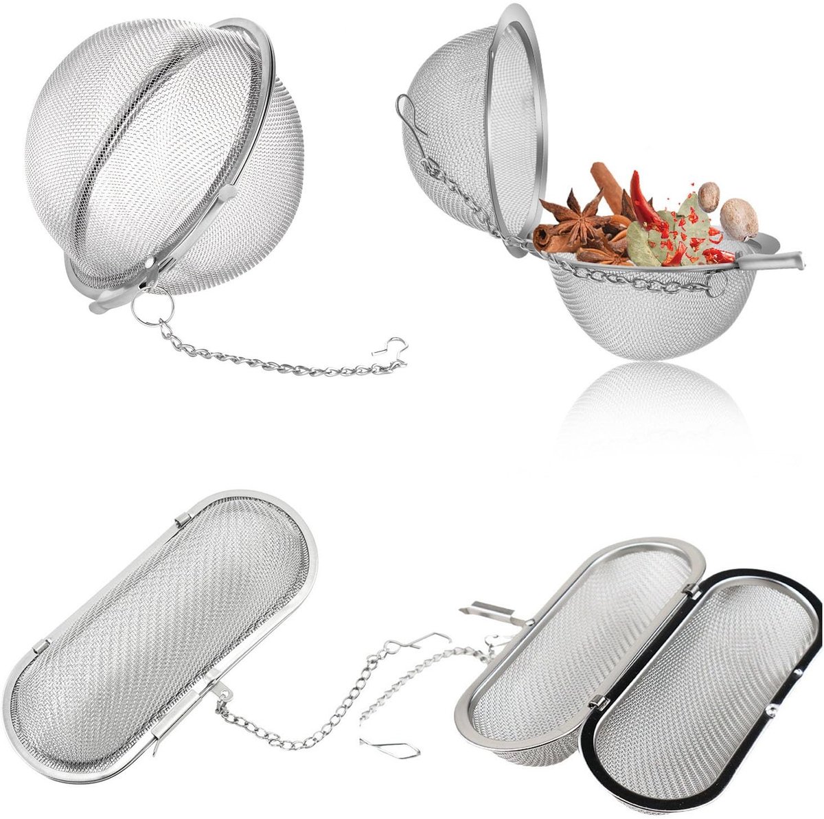 Omgoods - Set van 4 Kruidenzeefjes - Thee Infuser