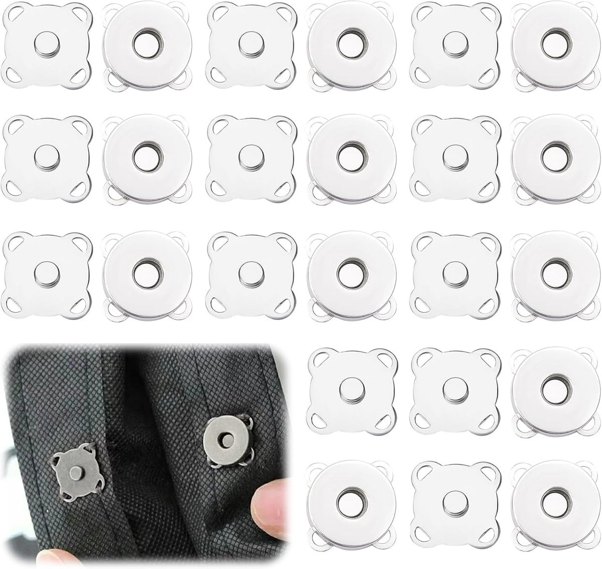 Knopen om aan te naaien, metalen magneetsluitingen voor tassen, tassen, magneetknop voor portemonnees, handtassen, haaktassen, naaien, doe-het-zelf handwerk