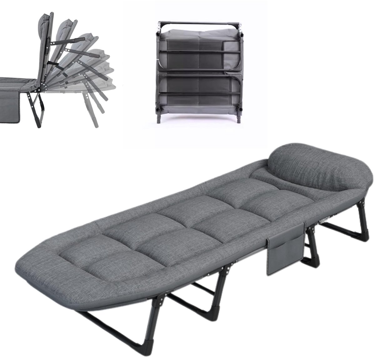 Omgoods - Opvouwbaar Campingbed met Kussen en Tas - Comfortabel en Draagbaar