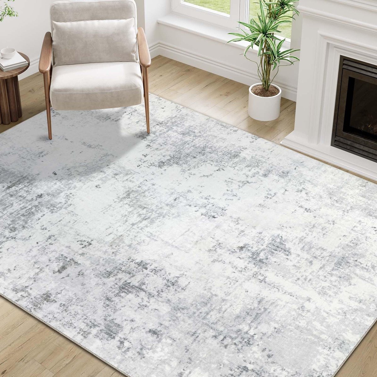 Omgoods - Grijs Vloerkleed 122x170cm - Abstract en Wasbaar voor Woonkamer en Kinderen