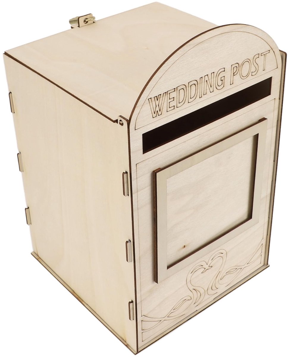 Omgoods - Houten Trouwring Mailbox Met Slot - Perfect voor Kaarten