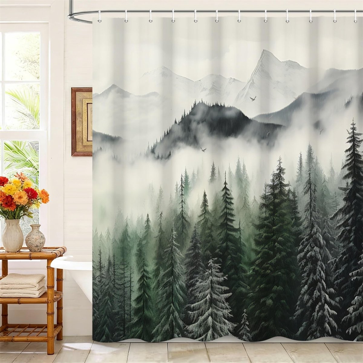 Omgoods - Mistig Berglandschap Douchgordijn 165x180 cm