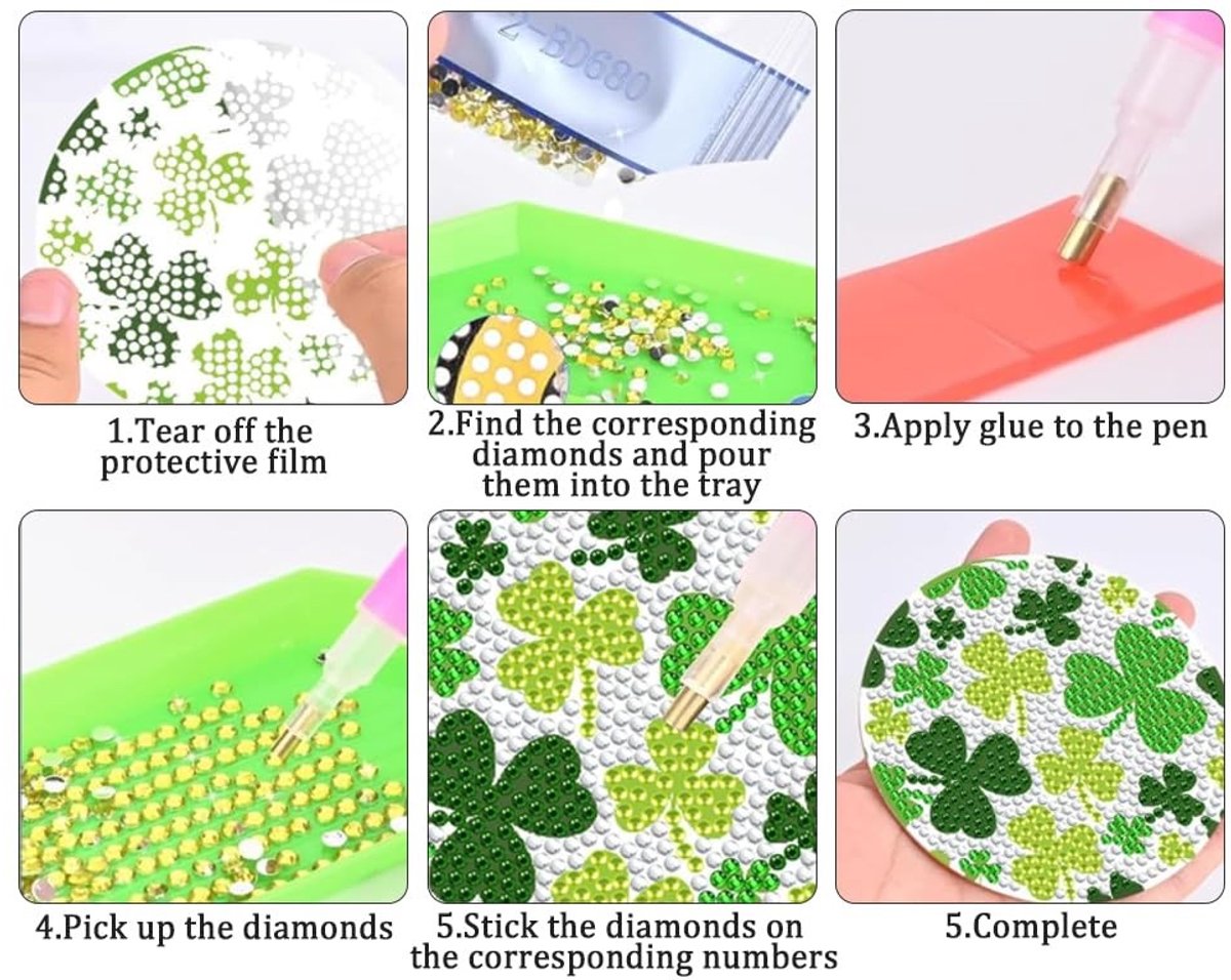 Omgoods - Diamant Onderzetters met Montagewerkzeuge, 8 Stuks