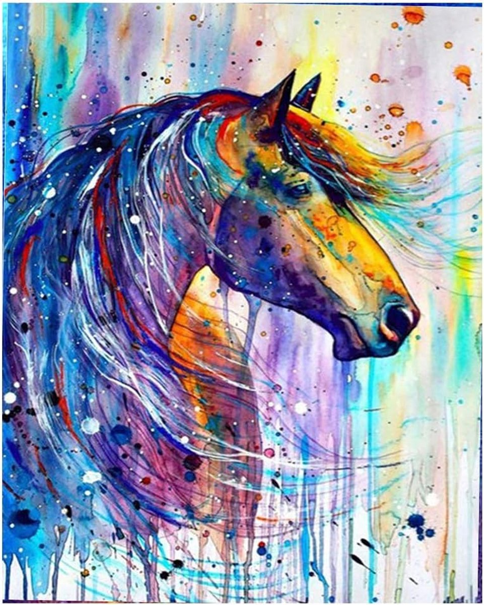 (40x50cm) DIY 5D Square Diamond Painting Art Kits Horse Cross Stitch Embroidery Rhinestone Full Drill Square Painting with Diamonds Canvas Wall Art Supplies Square Mosaic Decoration Gift
