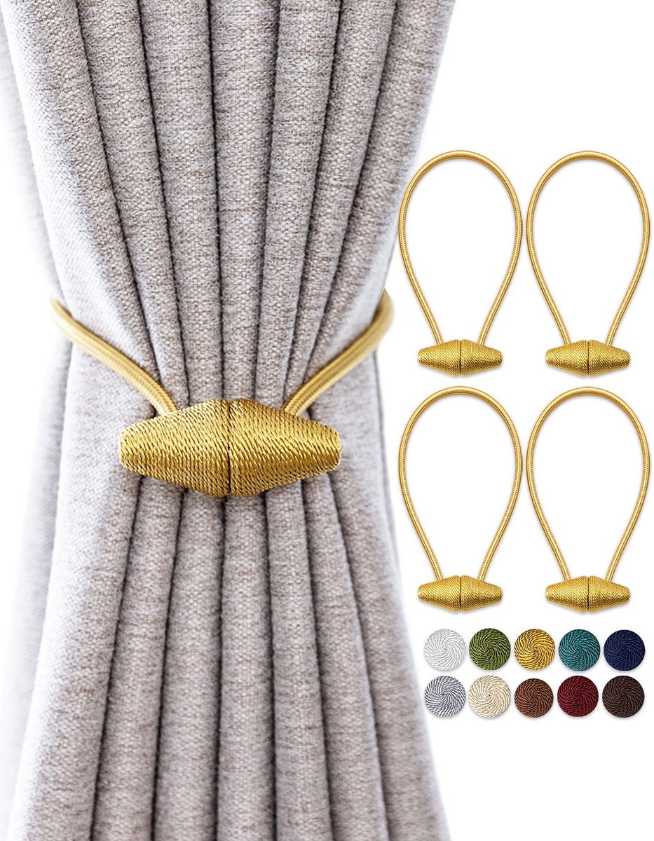 Omgoods - Magnetische Gordijnhouders - 4 Stuks met Gouden Afwerking