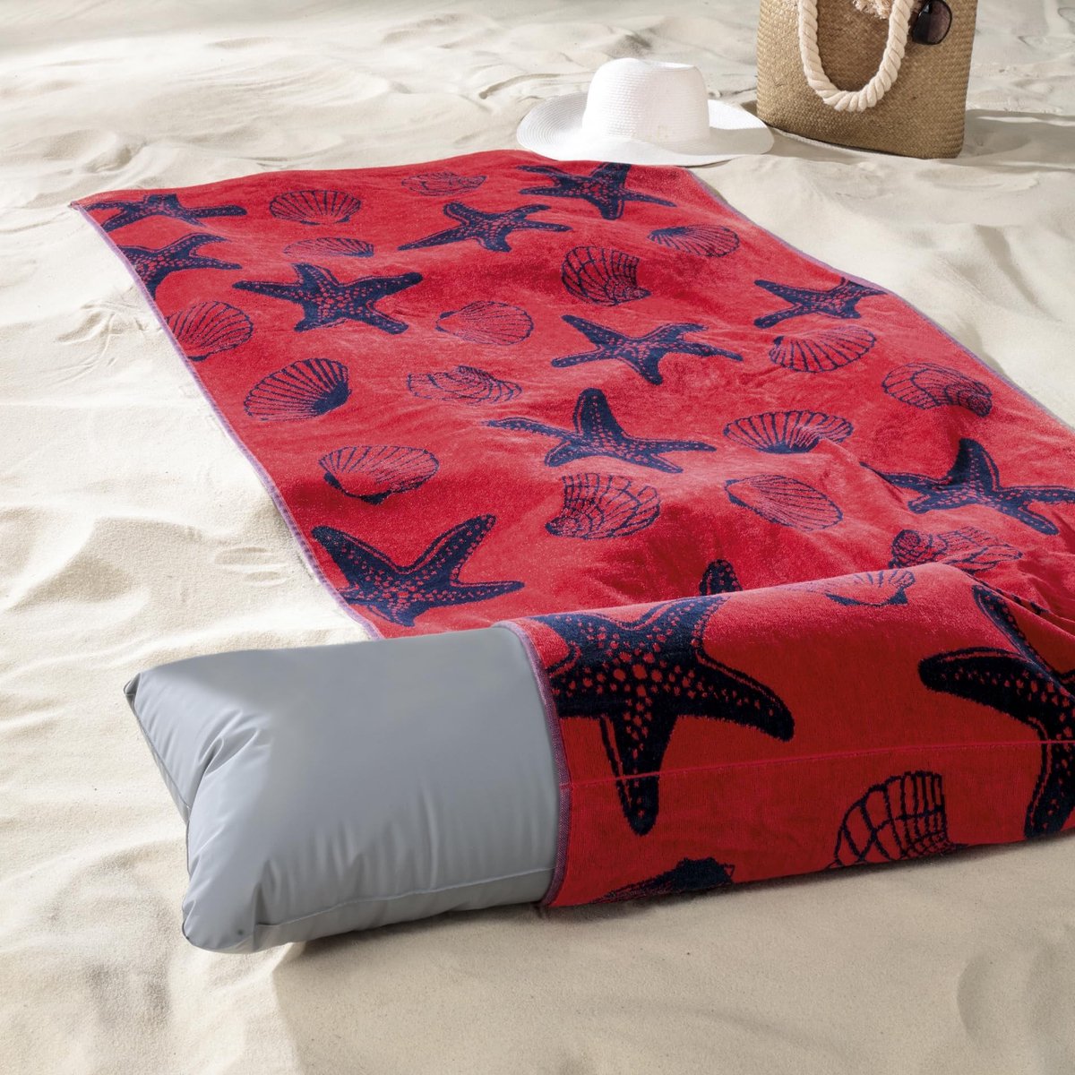 Omgoods - Strandhanddoek met Kussen - 100% Katoen, 80 x 180 cm