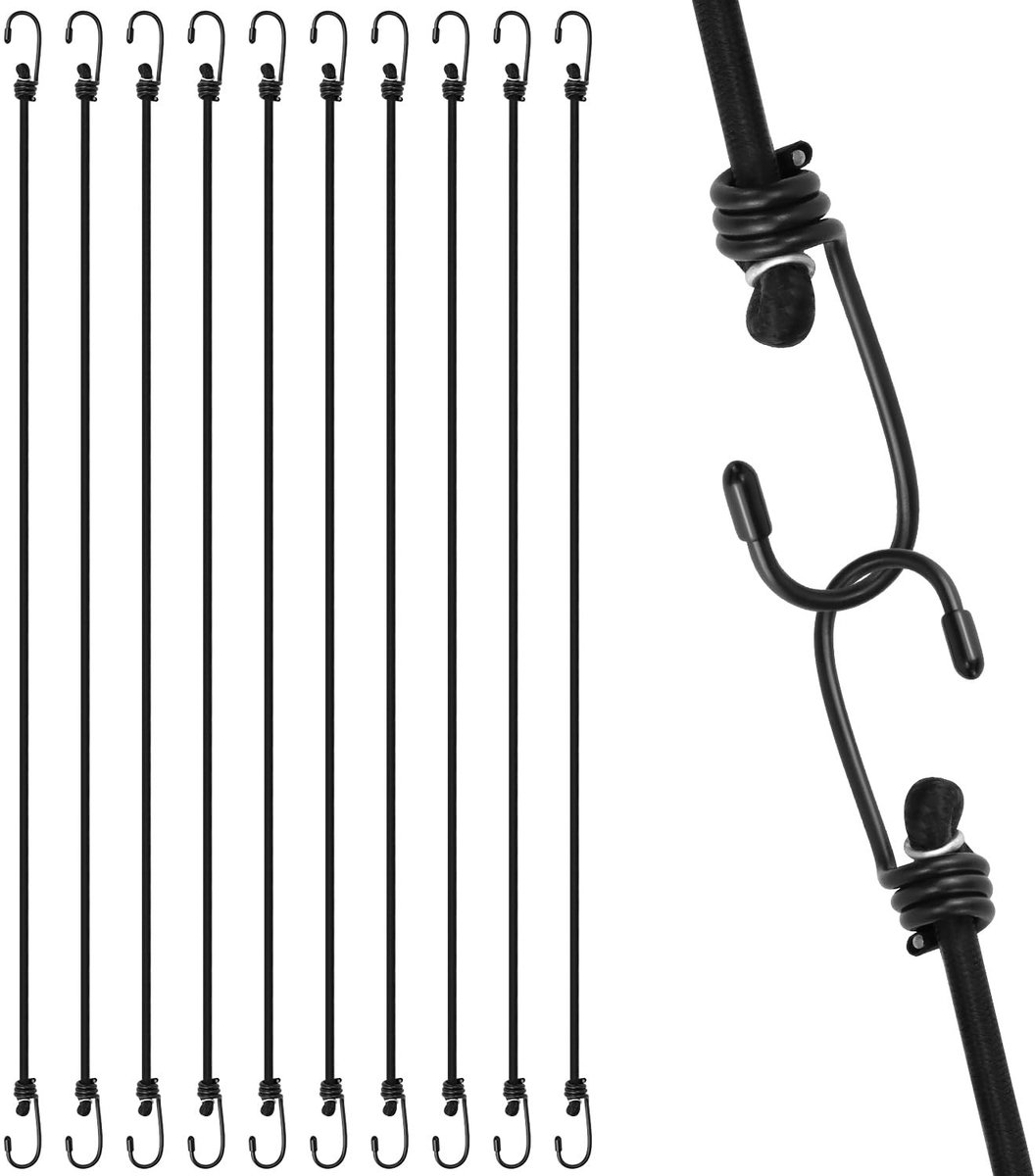 Omgoods - 10 Stuks 100cm Robuuste Bungee Koorden met Haken - Multifunctionele Elastische Touwen