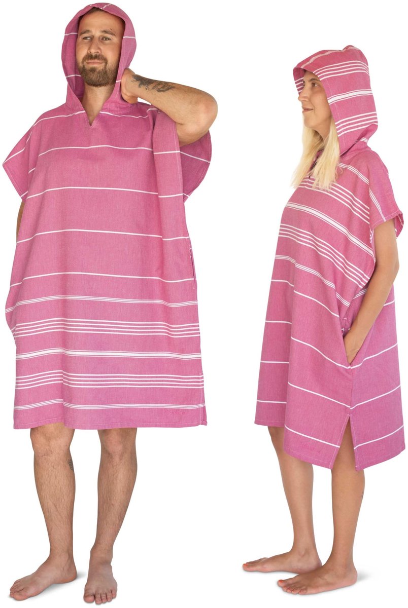 Omgoods - Surf Poncho van 100% Biologisch Katoen, Fuchsia