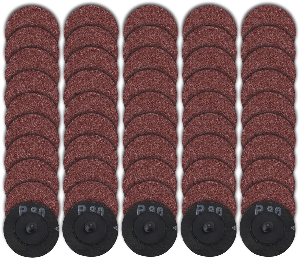 50 Stuks 2 Inch Snelwissel Schuurschijven voor Boormachine en Die Grinder, Aluminiumoxide Schuurpad, 80 Grit