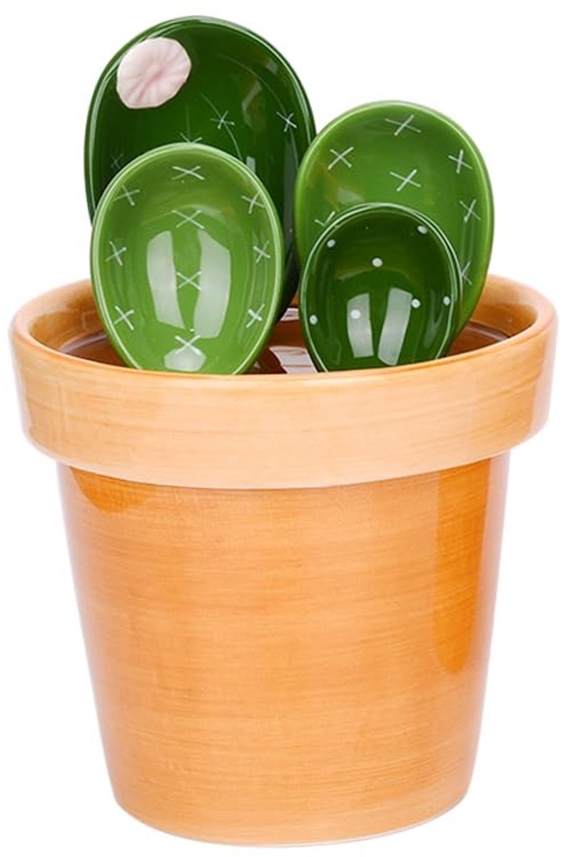 Omgoods - Kawaii Cactus Meetlepels Set - 5 Stuks Keramische Maten voor Keuken