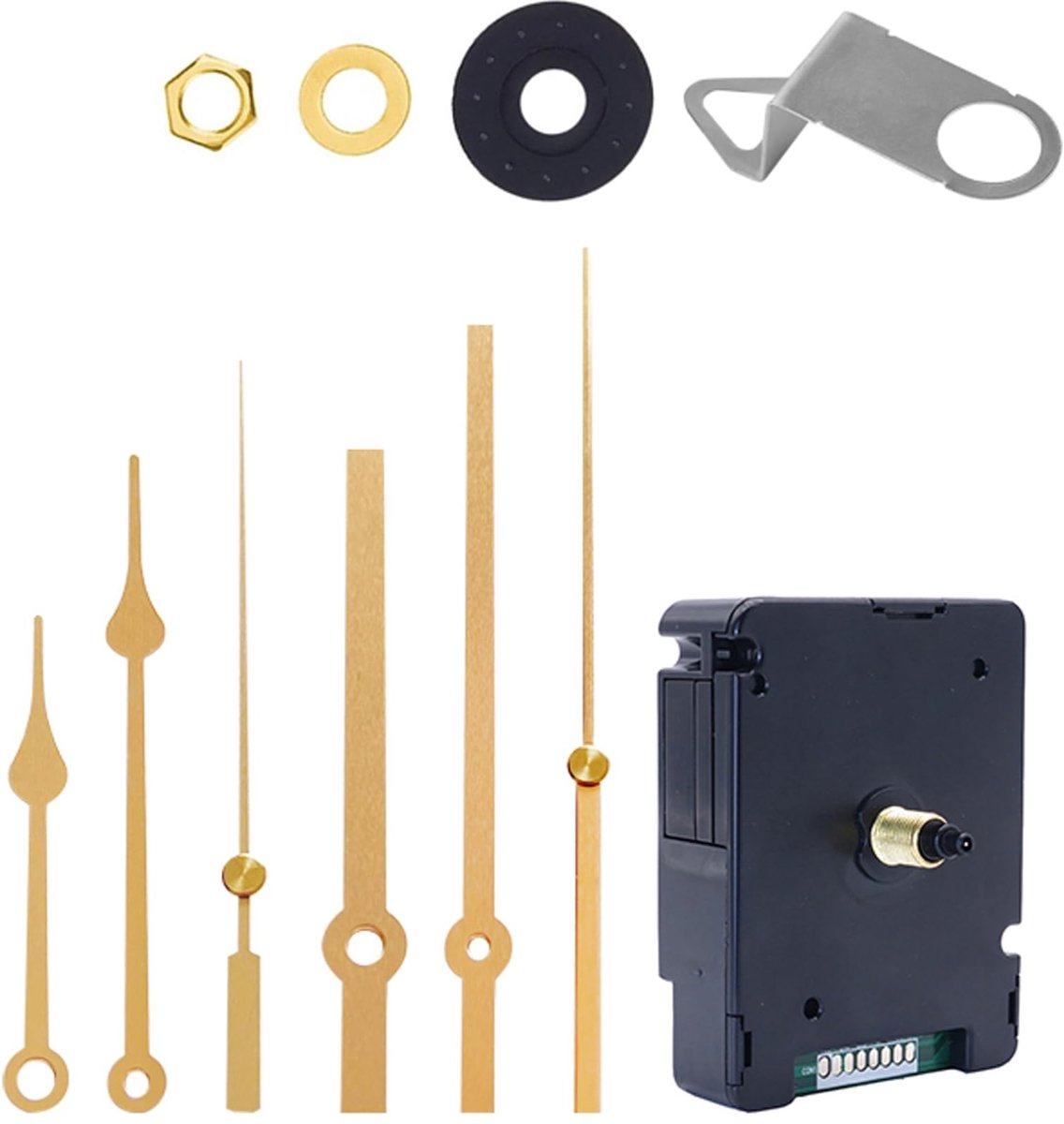 Omgoods - Stille Quartz Wandklok Mechanisme met Radio, 2 Sets Gouden Wijzers