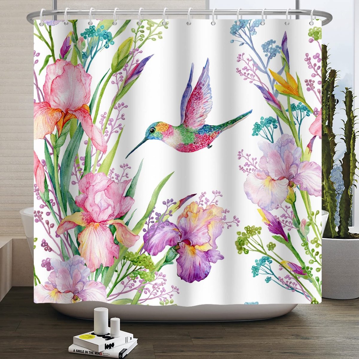 Omgoods - Waterdichte Douchegordijn met Bloemen Motief 180x180cm