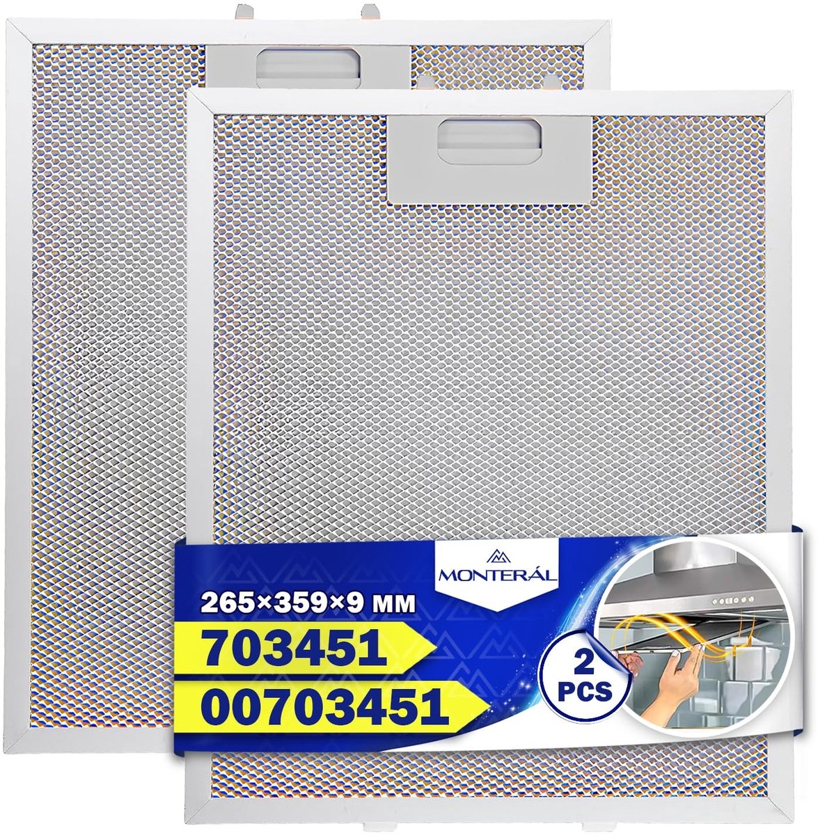 Omgoods - Aluminium Filters voor Afzuigkap - 2 Stuks, Vetafstotend, 265 x 359 x 9 mm