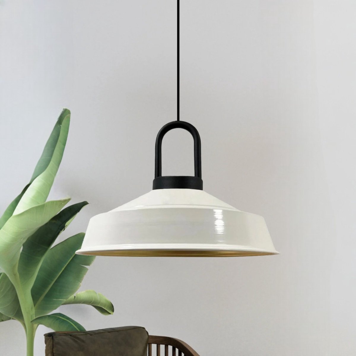 Bamyum Asletl hanglamp, industriële Modern stijl, Ø40 cm, wit metalen lamp