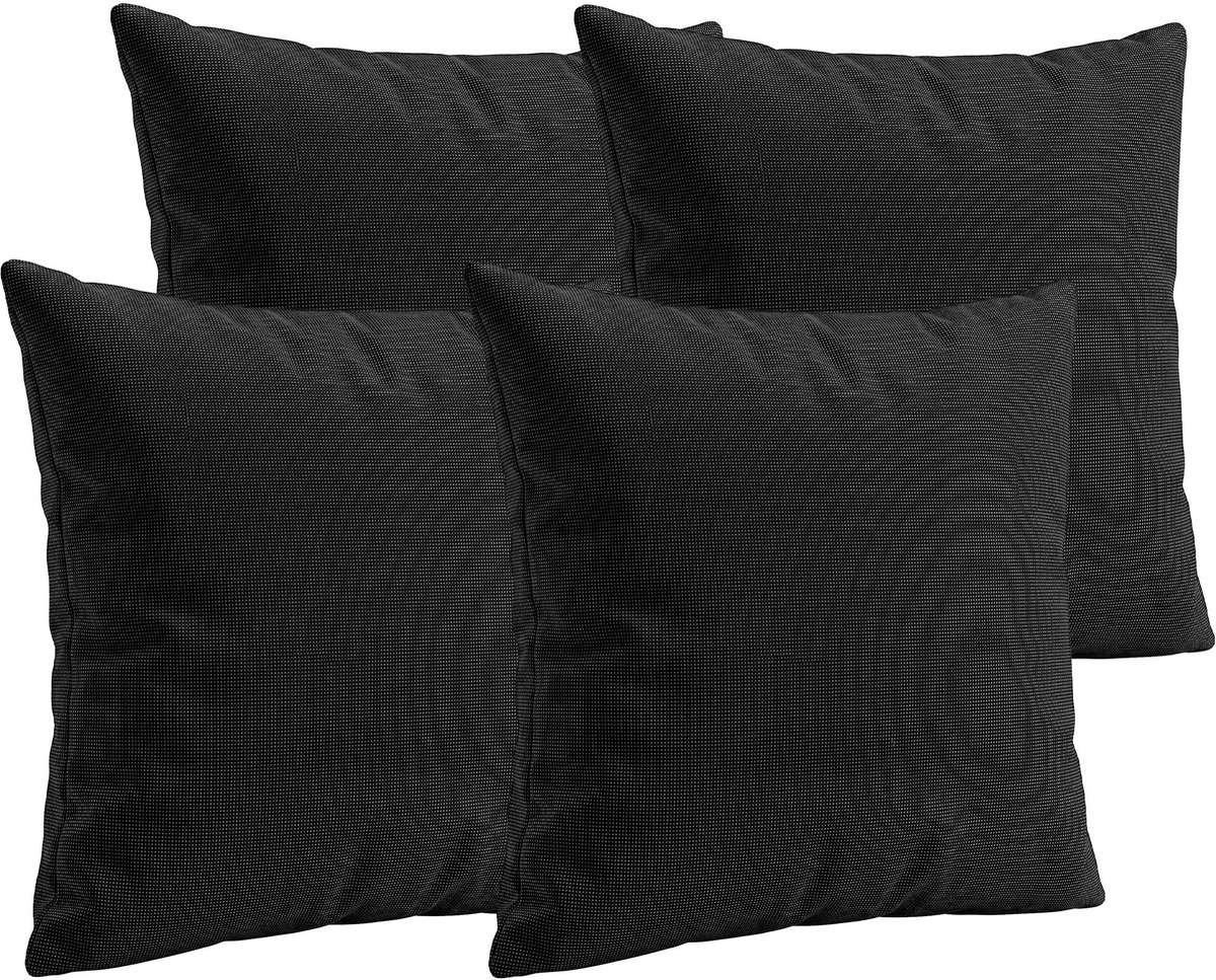 CLP Sierkussens Set van 4 - Zonder Vulling - 45x45 cm - Decoratieve Kussens voor Bank & Tuin - Wasbaar met Ritssluiting antraciet