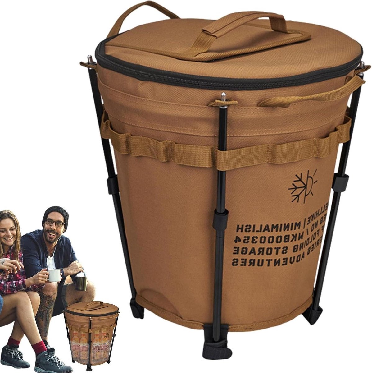 Geïsoleerde IJsemmer - Camping Koelbox - Drankjes Koel Houden - Opvouwbaar Ontwerp - 20L - Khaki