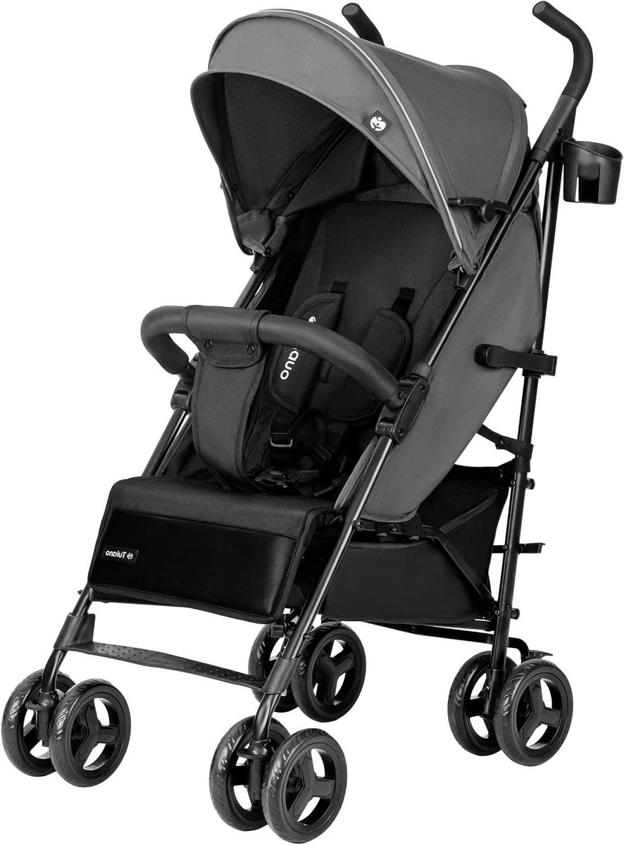 Kinderwagen Buggy - Reisbuggy Kinderzitje - Compact Reizen - Lichtgewicht Opvouwbaar - Tot 22 kg - Grijs Zwart