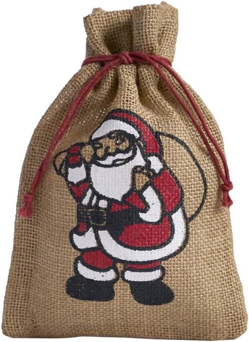 Jute Zakken Kerstman - Cadeauzakken Sinterklaas - Kerstcadeaus Inpakken - Natuurlijk Herbruikbaar Materiaal - 40 x 30 cm - Natuurkleur