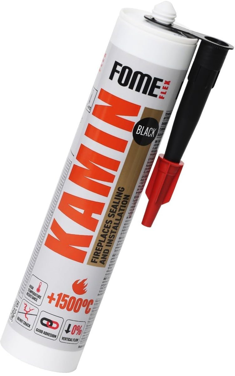 SnelShoppen - Kamin 1500 °C - Hittebestendige Silicaat voor Hoge Temperatuur, Vuurvaste Afsluitkit, Zwart, 300 ml voor Afsluiten van Haarden, Kachels