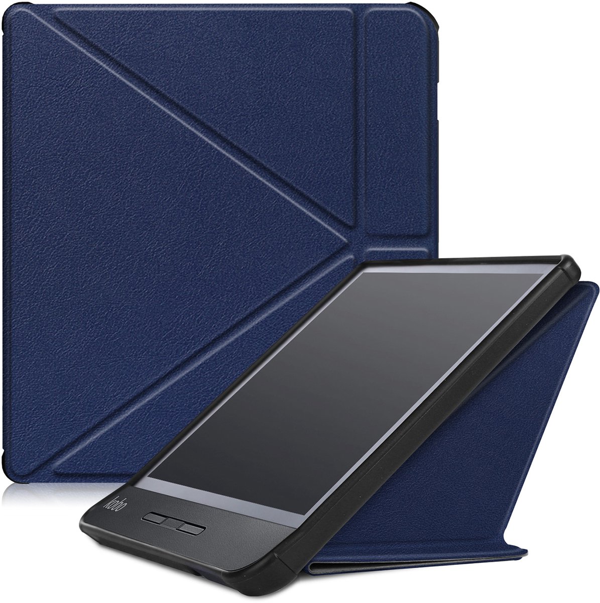 Blauwe hoes geschikt voor Kobo Libra H20 - Bescherm Case - Trifold - Book Cover - Tablet Cover - Donkerblauwe beschermhoes - CHPN