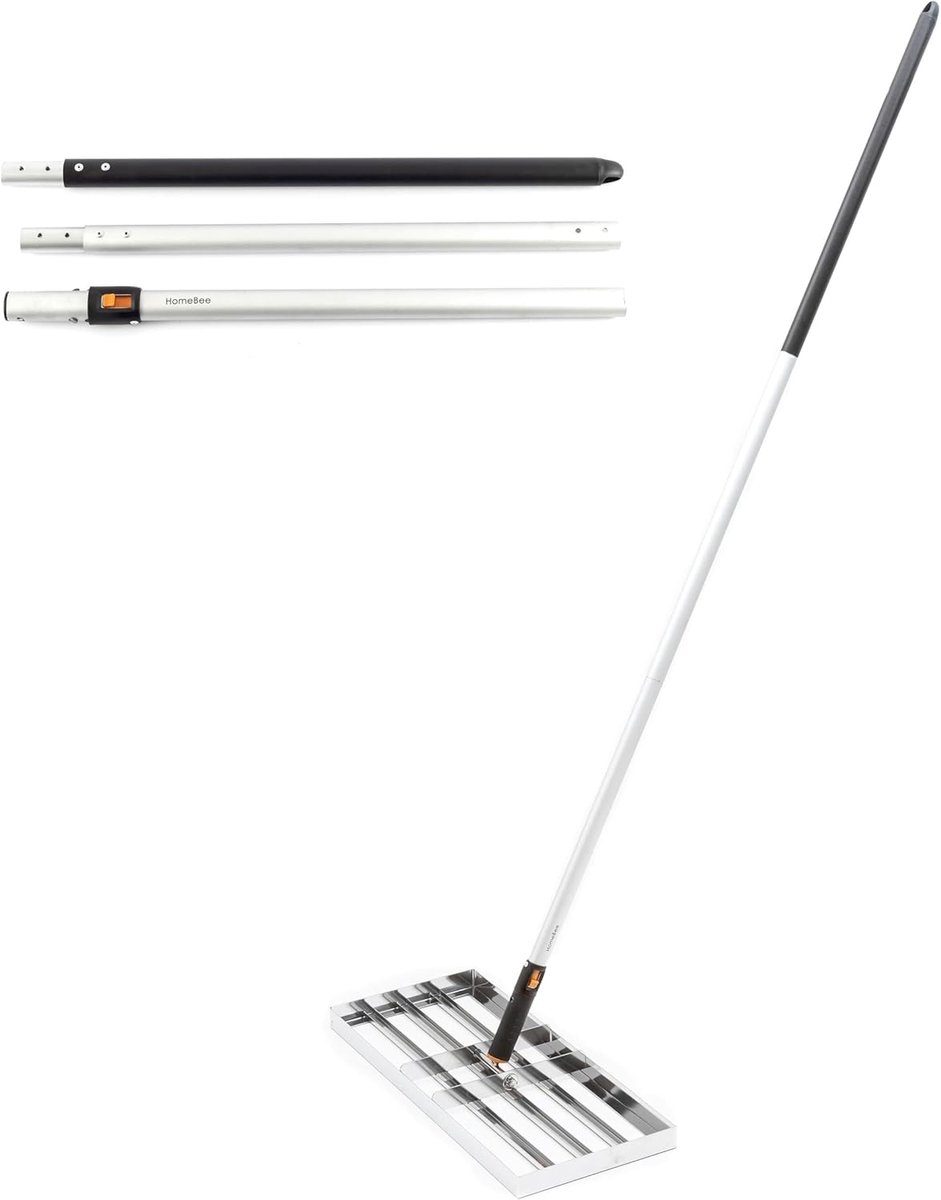 SnelShoppen - Handige Grasmaaier Hark 60 x 25 cm met 2 m Ergonomische Handgreep - Perfect voor Tuinonderhoud en Grasverzorging